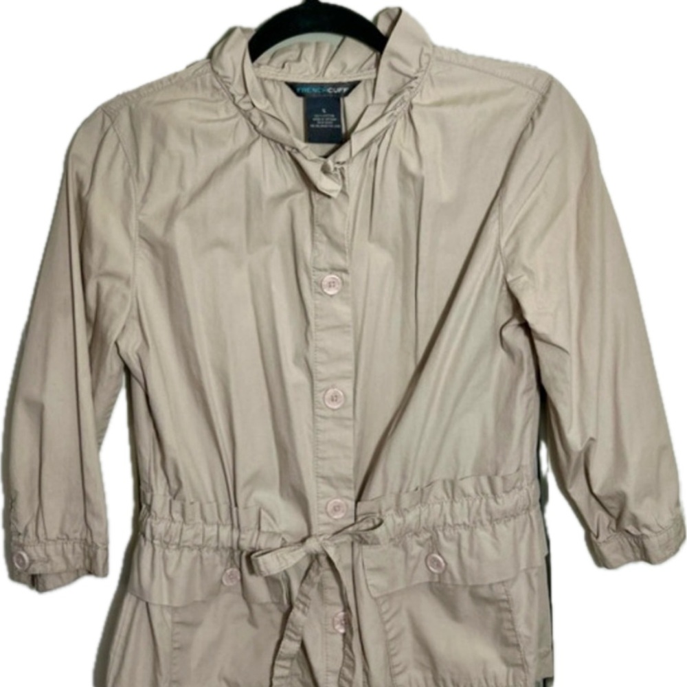 Ruffle Collar Tie-Waist Peplum Shirt Jacket (S)